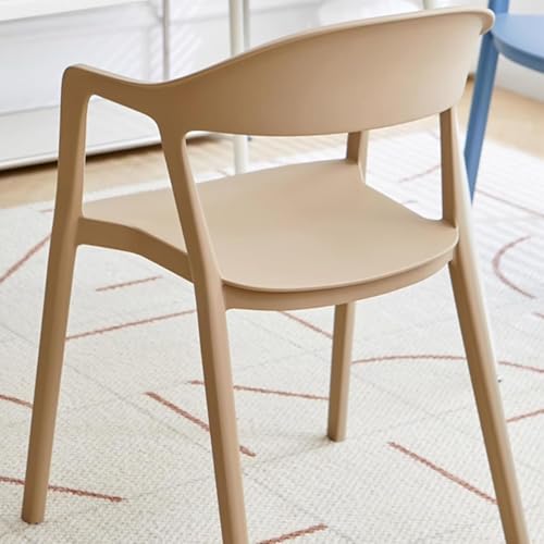 Stackable Dining Chair Plastic Dining Chairs Set of 2 with Hollow Back Dining Chairs Set Modern Save Space Kitchen Chairs - color: Camel