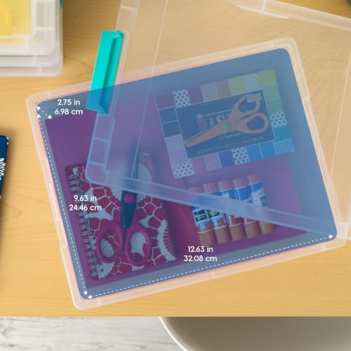 IRIS USA Storage Bins with Lids |Made in USA| 6 Qt - (4-Pack) - Clear | Sensory Craft Organizers, Plastic Clip Box Totes, Flat Containers for Organizing Paper, Office, Art & Study Supplies - color: Clear/Seafoam Blue, size: 6 Qt. - 4 Pack