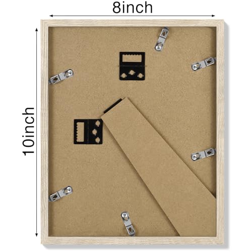 Vittanly 8x10 Picture Frames Set of 4, for Wall or Tabletop, Light Natural | Display Pictures 5x7 with Mat or 8x10 without Mat, Engineered Wood with Shatter Resistant Plexiglass, Wall Gallery Frames - color: Light Natural, size: 8x10