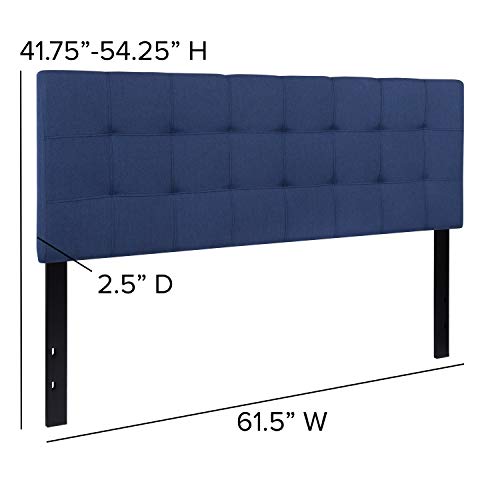 EMMA + OLIVER Navy Queen Quilted Tufted Headboard | Adjustable Bed Rail Slots, Fabric Upholstered - color: Navy, size: Queen