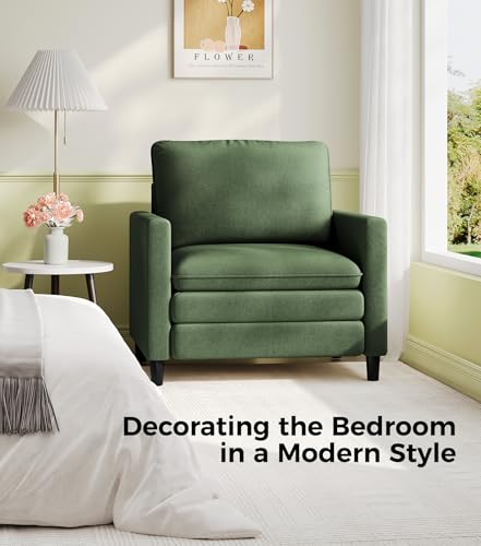Welzona 3-Layers Cloud Accent Chair, 33" Reading Chair, Teddy Arm Chairs | Comfy Teddy Fabric, Washable Covers, Tool-Free Setup, All-wood Couch Chair for Living Room, Bedroom, Reading Nook, Green - color: Green, size: cloud chair