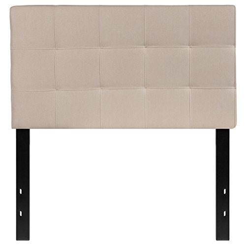 EMMA + OLIVER Size Headboard in Beige Twin Quilted Tufted Headboard | Adjustable Bed Rail Slots, Fabric Upholstered - color: Beige, size: Twin