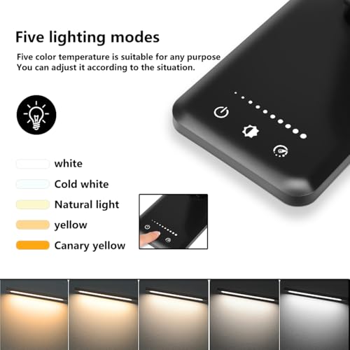 White crown LED Desk Lamp Dimmable Table Lamp Reading Lamp with USB Charging Port, 5 Lighting Modes, Sensitive Control, 30/60 Minutes Timer (Black, First-Generation) - color: Black, size: first-generation