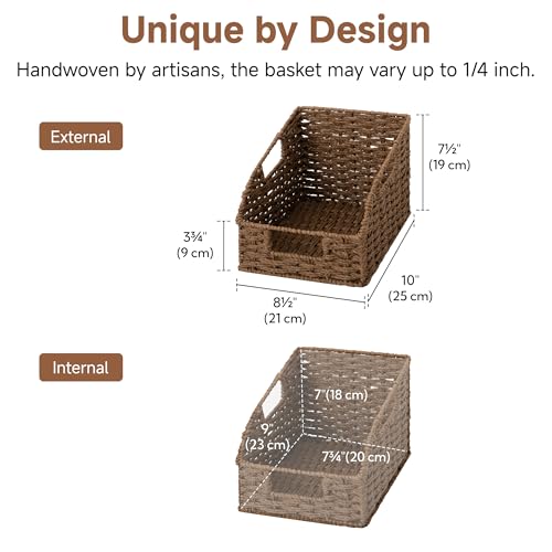 StorageWorks Wicker Baskets for Organizing,Brown Baskets for Storage,2-Pack | Round Paper Rope Pantry Organizers and Storage,Handwoven Wicker Storage Baskets for Shelves,Brown Baskets,Brown Wicker Basket - color: Dark Brown(Paper Rope), size: 2x 8½"L x 10