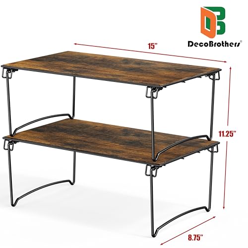 Deco Brothers Stackable Cabinet Shelf, 2 Pack, Rustic Brown - color: Rustic Brown