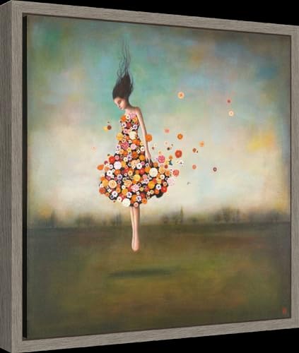 Amanti Art Framed Canvas Wall Art 16x16 Boundlessness in Bloom by Duy Huynh, Framed Wall Art Canvas, Abstract Artwork, Country Rustic Decor, Small Poster Painting for Living Room, Bedroom, Bathroom, - color: Sylvie Greywash, size: 16"L x 16"W