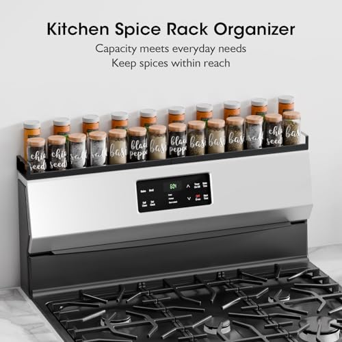 Bumusty 30" Adjustable Magnetic Stove Top Shelf, Matte Black | Expandable Spice Rack with Strong Magnetic Hold for Seasoning Storage and Kitchen Counter Organization - size: Magnetic