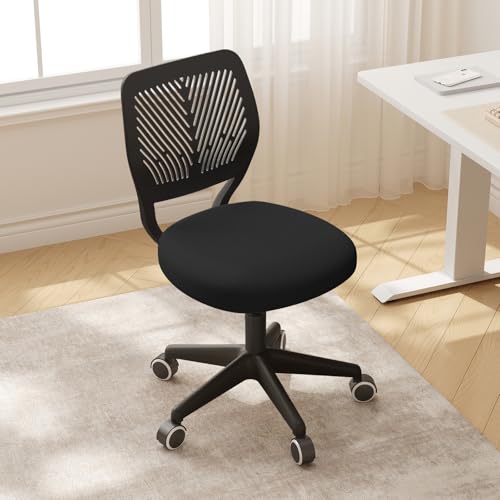 JPBSTO Armless Desk Chair, Height Adjustable Swivel Office Rolling Task Chairs with Soft Mesh Padded Cushion, Ergonomic Small Study Computer Chair for Girls Boys Teens (Black, 2PCS) - color: Black 2pcs