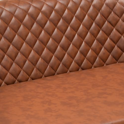 KINWELL 50" Faux Leather Loveseat Sofa with 2 Swivel Barrel Chairs, Brown | PU Upholstered Tufted Minimalist 2-Seater Couch Sofa and Set of 2 Vegan Leather Swivel Armchairs for Small Spaces Apartment - color: Saddle Brown, style: 2 Chairs + Loveseat