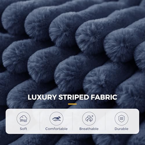 MAXYOYO Convertible Sofa Bed, Pull-Out Loveseat Couch Bed for Small Space | 2 in 1 Folding Couch Bed with Large Back Pillow, Plush Faux Fabric Lounge Couch for Living Room, Apartment, Navy - color: Navy