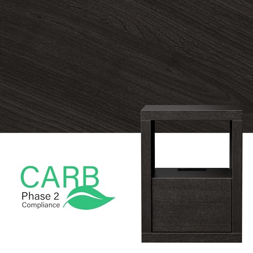 Wabi-sabi Style Nightstand, Modern Bedside Table with Charging Station,Thickened Wood End Table with Drawer Storage & Open Shelf, Night Stand for Bedroom, Black - color: Black