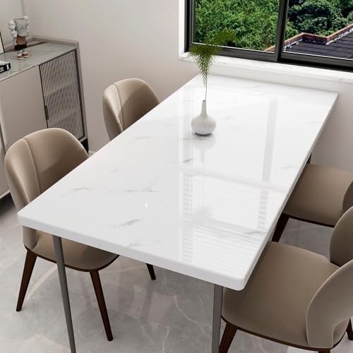 Glossy Marble Contact Paper Peel and Stick Wallpaper 17.7"x394" White | Removable Waterproof Vinyl Wall Paper for Countertops Kitchen Cabinets Backsplash Furniture - color: White, size: 17.7"W x 394"L