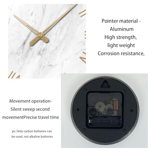 White Small Wall Clocks Battery Operated 12 Inch | Analog Marble Analog Clock for Bedroom Living Room Kitchen Office Round Silent Wall Clock Modern - color: White, size: 12 Inch