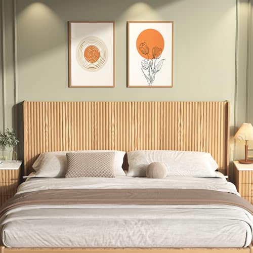 80.3'' Wood Headboard King Size with Charging Stations, Modern Wall Mounted Headboards, Farmhouse Bed headboard Only (King (U.S. Standard)) - size: King