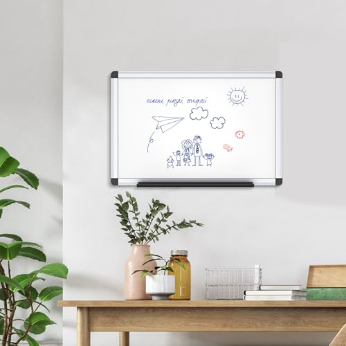 VIZ-PRO Magnetic Whiteboard, 18 x 12 Inches, Dry Erase Board for Wall | Includes 1 Eraser, 2 Markers & 4 Magnets, Aluminum Frame, for School Office and Home - size: 18 X 12 Inches