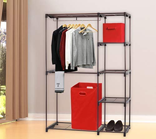 Simple Houseware Foldable Closet Laundry Hamper Basket, Red - color: Red