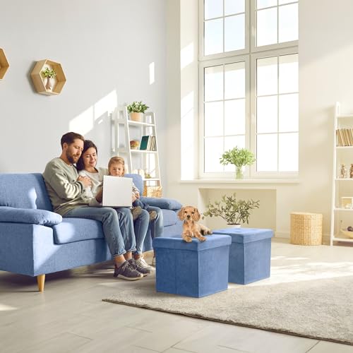 Sorbus Storage Ottoman Foot Rest Cube– Small Folding Ottoman Bedroom Bench Chest 15 Inch Box Coffee Table, Shoe Storage, Foot Stool, Pouf Storage Ottoman, Seat, Suede Velvet Fabric - Teal Blue - color: Teal, size: 15"D x 15"W x 15"H