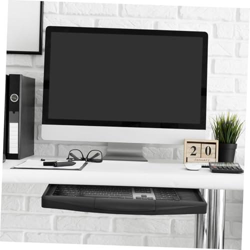 TEHAUX Under-Desk Keyboard Tray 20.67×9.06 in – Adjustable Slide-Out Drawer & Rotating Mouse Platform, Ergonomic Wrist Relief, Hidden Storage for Home Office & Gaming Desks