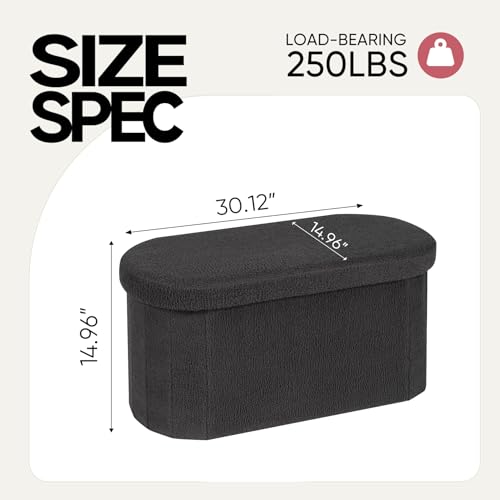 30 Inches Ottoman with Storage,Bedroom Bench with Storage, Ottoman Foot Rest for Living Room,30" L x 15" W x 15" H-Dark Grey - color: Dark Grey, size: 30.1"D x 15"W x 15"H