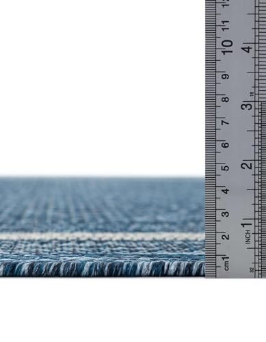 Unique Loom Outdoor Border Collection 부분 러그 - 부드러운 테두리 (152cm x 201cm 직사각형 블루/아이보리) - color: 블루/아이보리, size: 5'3" x 7'1" (Rectangular)