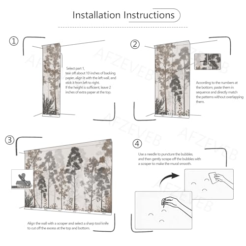 AFZEVEB-Tropical Jungle Peel and Stick Wallpaper Trees Walls Mural - color: X807, size: 157" x 108"