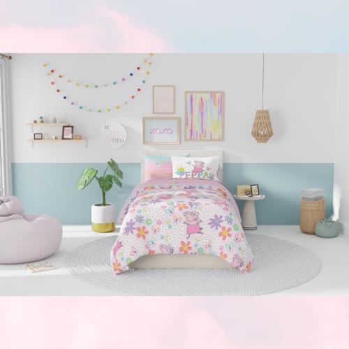 Peppa Pig Kids Bedding Super Soft & Cozy Reversible Microfiber Comforter and Sheet Set with Sham, 5 Piece Twin Size, (Officially Licensed Product) By Franco - color: Peppa Pig, size: Twin
