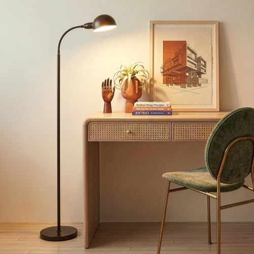 Brightech Regent LED Floor Lamp, Free Standing Corner Pole Light with Adjustable Gooseneck, Tall Bright Skinny Pharmacy Lamp for Office Desk, Living Room Sofa or Chair - Bronze - color: Bronze
