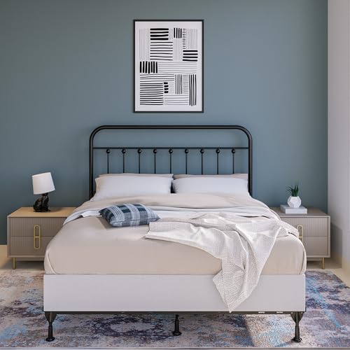 Vintage Metal Headboards, Adjustable Height Iron Frame, Farmhouse Rustic Style, Elegant and Durable Design, Easy Assembly, Universal Fit for Kids & Adults, Full Size, Black Finish - size: Full, style: Vintage