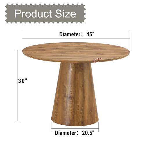 Wood Round Dining Table,45" Round Farmhouse Kitchen Table,Round Dining Table for 4 with Sturdy Tapered Base,Small Dining Room Table for Living Room,Saving Space - color: 45'' Wood