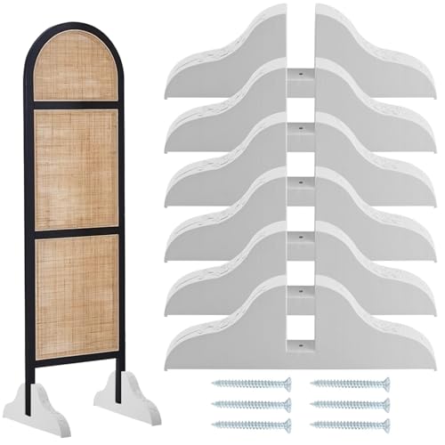 6Pcs Room Divider Stand for Foldable Screen Brackets, Room Divider Stand with Screws, Folding Privacy Screen Holder for Hotel Home Office, 11.81x4.13x0.98inch(Color:White) - color: White