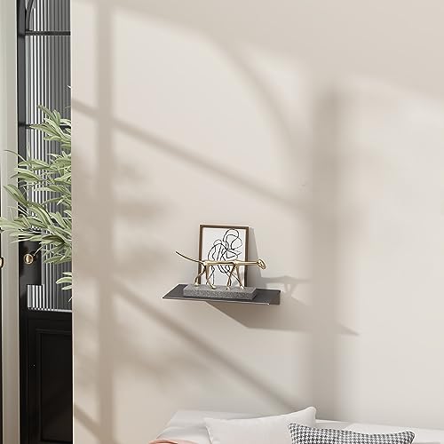 8 inch Gray Small Floating Shelf for Wall Organizer & Storage, Mini Display Shelf, Metal Wall Shelf for Bathroom, Living Room, Kitchen, Bedroom - color: Grey, size: 8 in