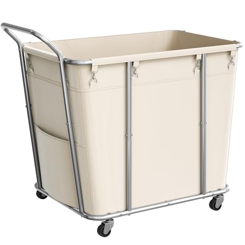 Laundry Sorter, 313L Large Laundry Basket, Rolling Hamper, Minimalist Laundry Organizer on Wheels, for Laundry Room, Bedroom, Guest Room, Beige TXY09WM