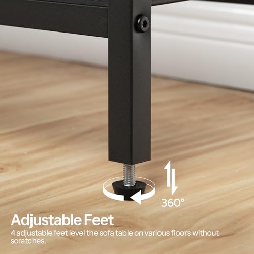 HOOBRO 29.5" Narrow Console Table with 2 Fabric Drawers, Sofa Table, Small Entryway Table with 3-Tier Storage Shelves, Behind Couch Table, for Living Room, Hallway, Greige and Black BG72XG01 - color: Greige + Black