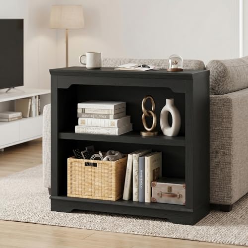 HIFYOBRO 2 Tier Bookshelf, 31.5" Wide Wooden Bookcase, Sturdy Book Shelf | Freestanding Open Display Storage Bookshelves for Study Room, Home Office, Living Room, Black - color: Black, size: 2-shelf