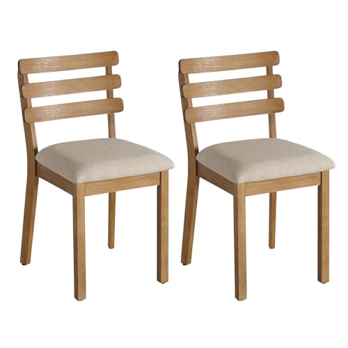 SIMTONAL Farmhouse Dining Set (Oak, 4 Pcs Chairs) | Modern Wooden Dining Chairs for Home, Kitchen, Dining Room, Small Spaces - size: 4 Chairs