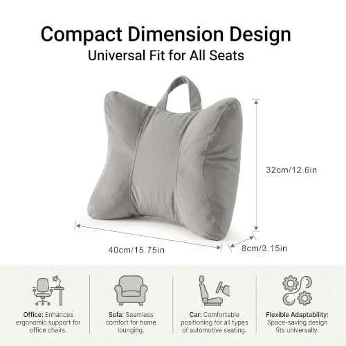 Lumbar Support Pillow for Office Chair and Car Seat, Zinc Gray | Ergonomic back support cushion with a removable, washable corduroy cover for desk chairs, sofas and recliners - color: Zinc Gray