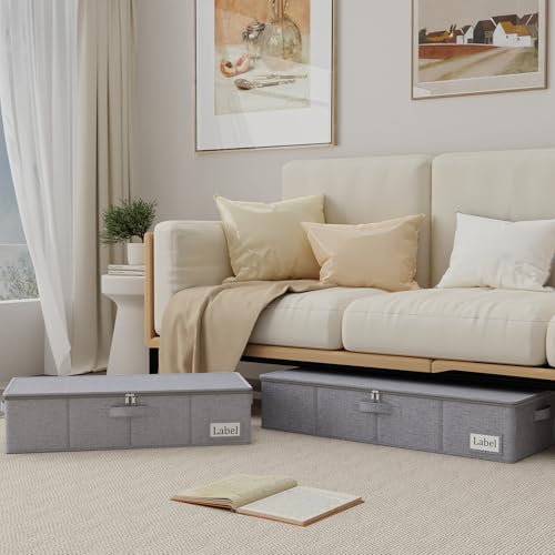 Yawinhe 48L Foldable Underbed Storage Bags, 2 Pack Closet Organizer,Grey | Blanket Storage Bags with Clear Window and 4 Handles; Foldable Underbed Bins Containers with Clear Window for Beddin - color: Grey, size: 31.5x15.7x6in/2-Pack