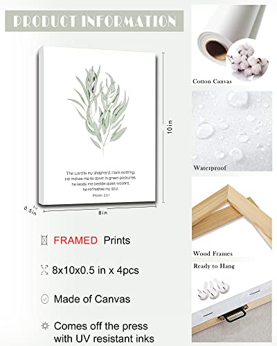 FRAMED Inspirational Scripture Canvas Wall Art,Motivational Christian Wall Art,Bible Verses Wall Decor,Bible Verse Art Prints,Light Green Botanical Painting Picture,Set of 4,8”x 10” - color: Scripture Wall Art, size: 8''x 10''x 4pcs