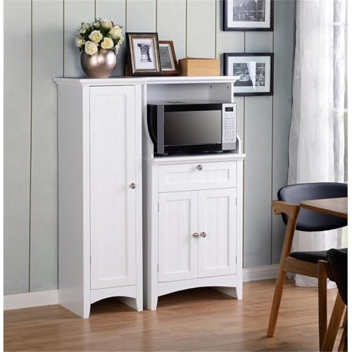 OS Home and Office Furniture 23.5" Wood Microwave/Coffee Maker Cabinet in White