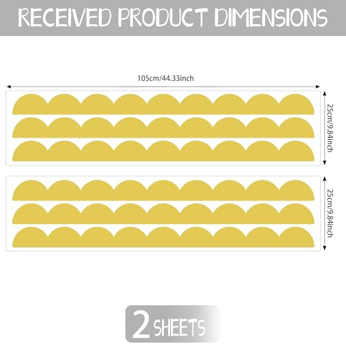 Scallop Border Wall Sticker,Door Edge Scallop Decorative Art Stickers,Scallop Peel and Stick Border,for Nursery, Kids Bedroom Living Room Home Scandinavian Boho Painting Wall Décor. (Yellow) - color: Yellow