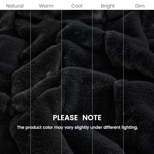 Cozy Bliss Deluxe Sheared Rabbit Faux Fur Throw Blanket, Black 60"x80" | Soft Fuzzy High-Low Sculpted Plush Blanket for Couch, Cozy Home Accent, All Season Use - color: Stripe - Black, size: Twin(60" x 80")