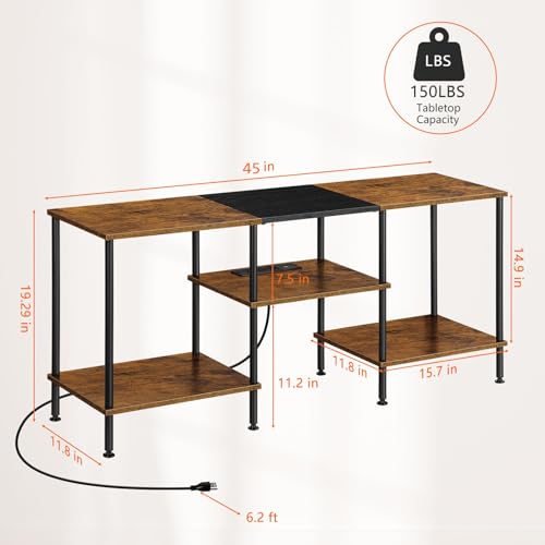 OYEAL Small TV Stand for Bedroom up to 50 inch Farmhouse TV Media Entertainment Center with Power Outlets & Storage Shelf Rustic TV Console Table for Living Room, Rustic Brown - color: Rustic Brown