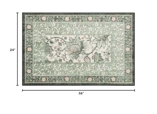 GarveeHome Sage Green 2x3 Door Mat Indoor Rugs for Entryway Provence Small Botanical Grove Cottagecore Washable Non-Slip Low-Pile Rug for Bedroom Kitchen Bathroom Entrance - color: Sage Grove, size: 2' x 3' (Rectangular)