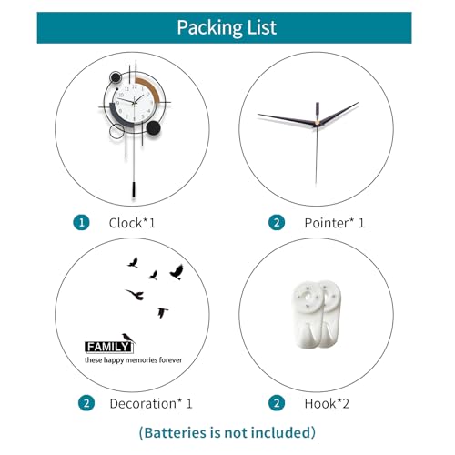Large Wall Clock for Living Room Decor Modern Silent Analog Clock | Battery Operated Non Ticking for Bedroom Office Kitchen Classroom Bathroom Home Decorative Pendulum Unique Clock 13.8*23.6 in - size: 14x24 in