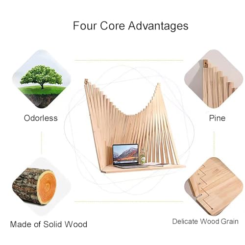 Wall Mounted Table, Art Decor Desk, Fold Down Table for Office Home Kithchen, Modern Style Floating Wall Desk(Size:Large) - size: Large
