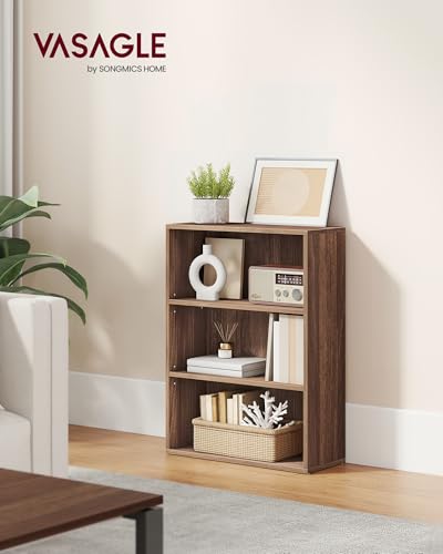 VASAGLE CUSTOS Collection - Bookshelf, 3-Tier Bookcase, Book Shelf, Open Storage Shelf, 9.4 x 23.6 x 32 Inches, for Living Room, Home Office, Dining Room, Natural Walnut ULBC163K01 - color: Natural Walnut, size: 3 Tiers (23.6"W), style: 1 Pack