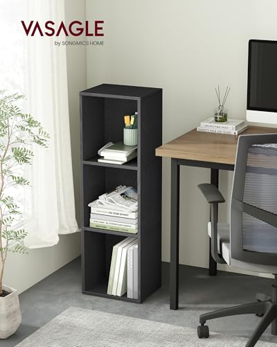 VASAGLE CUSTOS Collection - Bookshelf, 3-Tier Bookcase, Book Shelf, Open Storage Shelf, 9.4 x 11.8 x 37.3 Inches, for Living Room, Home Office, Dining Room, Ebony Black ULBC433B01 - color: Ebony Black, size: 3 Tiers (11.8"W)
