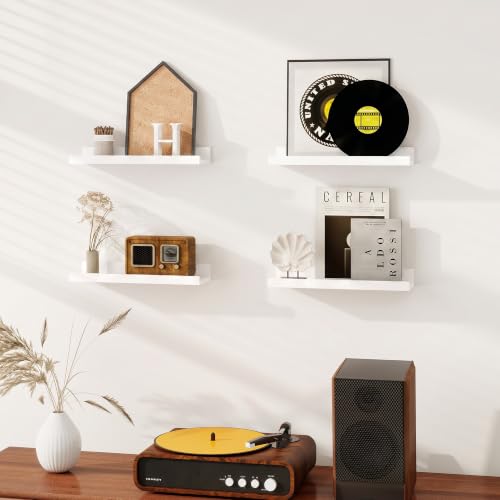 Dreamland Picture Ledge Shelf for Wall, Floating Shelves Set of 2,16 inch Long Floating Shelves with Lip for Living Room,Bedroom,Bathroom,Kitchen,White - color: White, size: 16inch