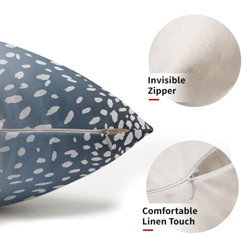 Antelope Lumbar Pillow Covers 12X20 Inch Navy Blue Faux Fawn Deer Animal Print Decorative Pillow Cases Modern Neutral Cotton Linen Throw Pillows Set of 2 Home Decor for Sofa Porch Couch Outdoor - color: Navy Blue, size: 20" x 12" (Pack of 2)