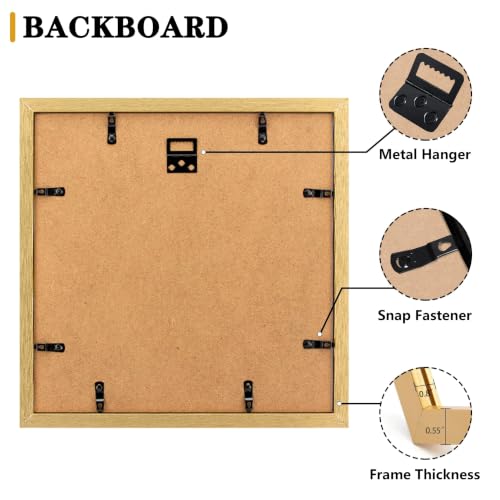 HEART ART 10x10 Gold Picture Frame 6x6 with Mat Set of 9 | Gallery Wall Frame Set, Collage, Square Picture Frames - color: Gold, size: 10x10 for 6x6